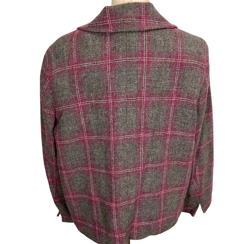 Talbots Skirt Suit Womens 16 Gray‎ Magenta Pink Plaid Heritage Office Tweed VTG - Picture 4 of 16